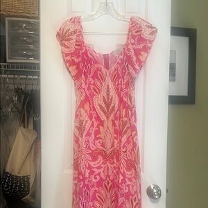 Elegant Pink Paisley Dress